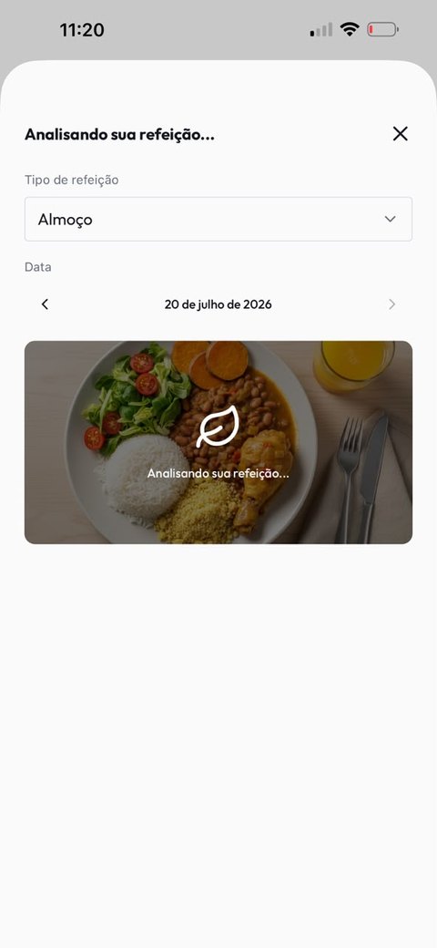 Tela do Balance Cal analisando a refeição com inteligência artificial